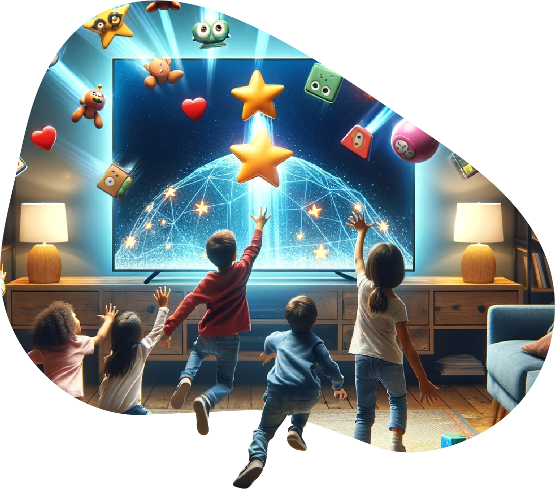 Children interacting with ActiveMinds games on a TV